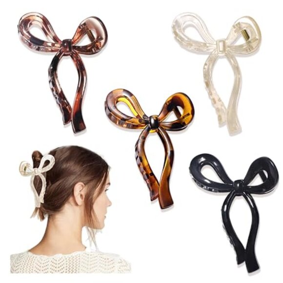 Bow Hair Claw Clips for Women Statement Bow Hair Clips Ribbon Bows - Picture 1 of 1